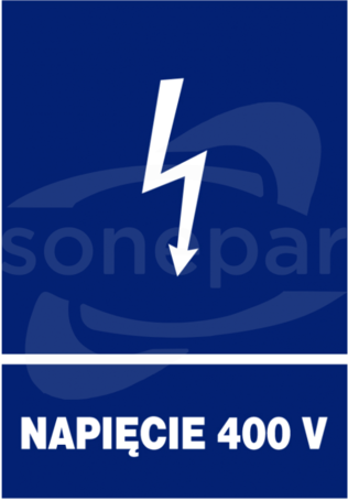 148X210 "NAPIĘCIE 400V" Znak elektryczny informacyjny