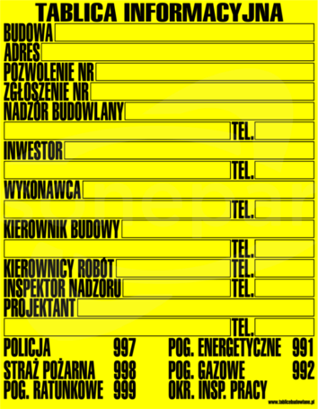 BTI-2 700x900 gr.0,8mm Tablica budowlana informacyjna