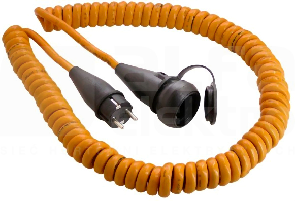 AS870415 1xGS 3G2,5 IP44 Przedłużacz spiralny 1-5m