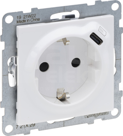 SUNO 2P+Z 16A USB C biały Gniazdo SCHUKO z USB