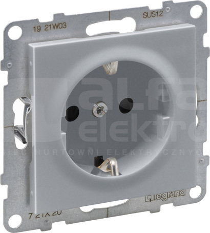 SUNO 2P+Z 16A aluminium Gniazdo SCHUKO z przesłoną