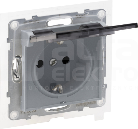 SUNO 2P+Z 16A IP44 aluminium Gniazdo SCHUKO z przesłoną