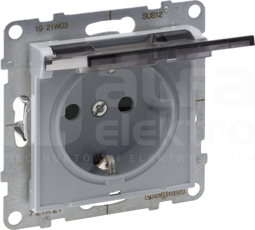 SUNO 2P+Z 16A IP21 aluminium Gniazdo SCHUKO z przesłoną