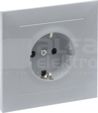 SUNO 2P+Z 16A aluminium Gniazdo SCHUKO z przesłoną