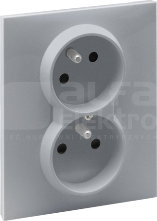 SUNO 2P+Z 16A aluminium Gniazdo (czeskie) z przesłoną