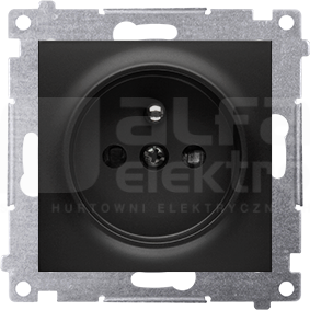 SIMON54 2P+Z 16A czarny mat Gniazdo z przesłonami styków szybkozłącze