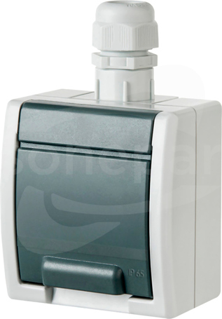 AQUANT GNT-2P+Z szary IP65 Gniazdo sieciowe natynkowe z klapką