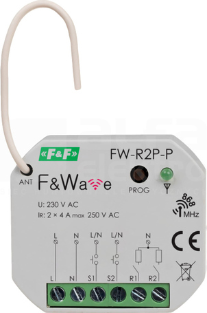 FW-R2P-P 85-265VAC/DC Przekaźnik bistabilny radiowy podwójny