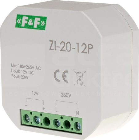 ZI-20-12P 185-265VAC/12VDC 20W ZASILACZ IMPULSOWY