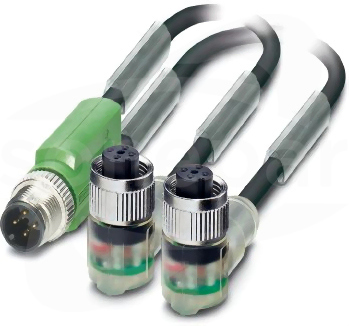 SAC-3P-M12Y/2X0,3-PUR/M12FR2LB Kabel czujnika/urządzenia wykonawczego
