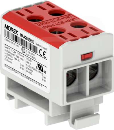 OTL35-2 2xAl/Cu 2,5-35mm2 1000V czerwony Zacisk uniwersalny 2 tory zwarte