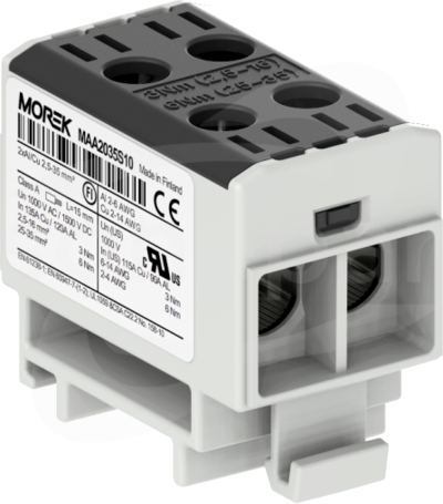 OTL35-2 2xAl/Cu 2,5-35mm2 1000V czarny Zacisk uniwersalny 2 tory zwarte