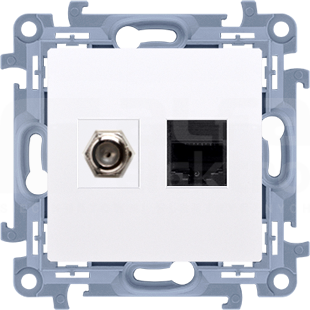 SIMON10 biały Gniazdo antenowe typu F+RJ45 kat.5e