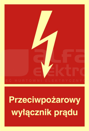 Przeciwpożarowy wyłącznik prądu TABLICZKA