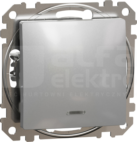 SEDNA DESIGN srebrne aluminium Łącznik 1-biegunowy z sygnalizacją załączenia