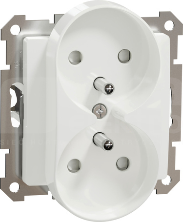 SEDNA DESIGN 2x2P+Z biały Gniazdo sieciowe z przesłonami do syst.ramkowego