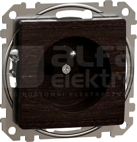 SEDNA ELEMENTS 2P+Z wenge Gniazdo sieciowe z przesłonami zaciski bezgwintowe