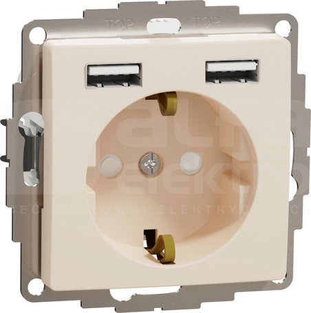 SEDNA DESIGN SCHUKO z USB A+A 2,4A beżowy Gniazdo sieciowe