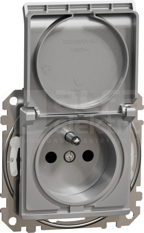 SEDNA DESIGN 2P+Z IP44 srebrne aluminium Gniazdo sieciowe z przesłonami zaciski bezgwintowe