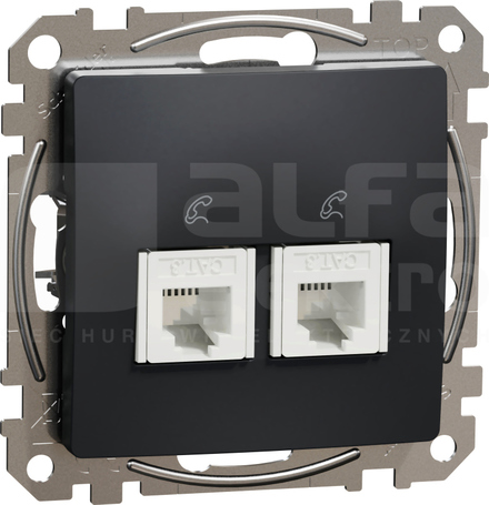 SEDNA DESIGN 2xRJ11 czarny antracyt Gniazdo telefoniczne