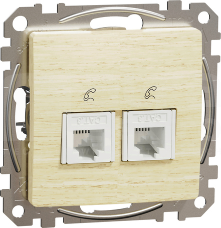 SEDNA ELEMENTS 2xRJ11 brzoza Gniazdo telefoniczne