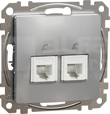 SEDNA DESIGN 2xRJ11 srebrne aluminium Gniazdo telefoniczne