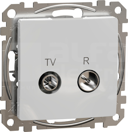 SEDNA DESIGN 10dB srebrne aluminium Gniazdo R/TV przelotowe