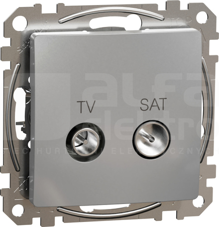 SEDNA DESIGN 7dB srebrne aluminium Gniazdo TV/SAT przelotowe
