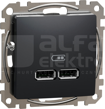 SEDNA DESIGN USB A+A 2,1A czarny antracyt Gniazdo ładowania