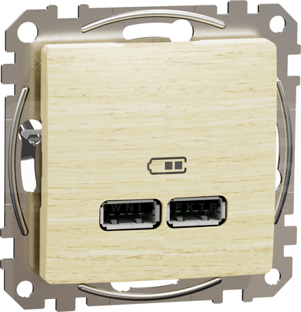 SEDNA ELEMENTS USB A+A 2,1A brzoza Gniazdo ładowania
