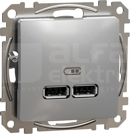 SEDNA DESIGN USB A+A 2,1A srebrne aluminium Gniazdo ładowania