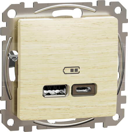 SEDNA ELEMENTS USB A+C 2,4A brzoza Gniazdo ładowania