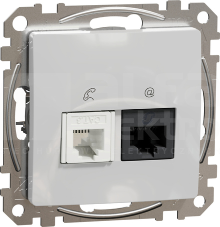 SEDNA DESIGN RJ45 kat.6 UTP+RJ11 srebrne aluminium Gniazdo komputerowo-telefoniczne