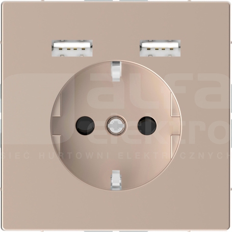 MERTEN SYSTEM D SCHUKO 2xUSB 2,4A szampan metalik Gniazdo z ładowarką USB
