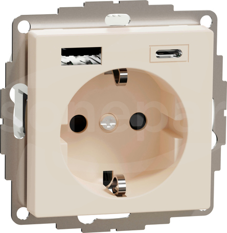 Merten MTN2367-0344 USB A+C 3A kremowe Gniazdo