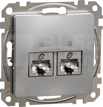 SEDNA DESIGN 2xRJ45 kat.5e STP srebrne aluminium Gniazdo komputerowe