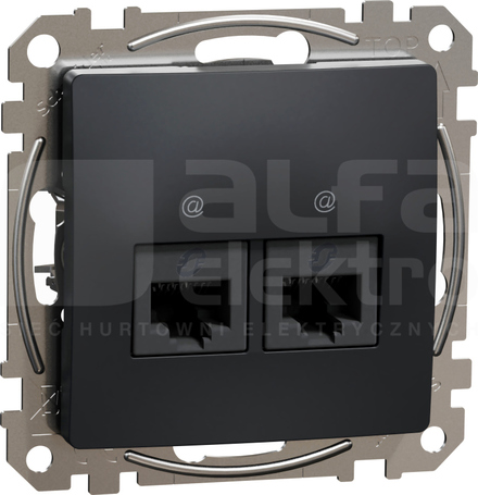 SEDNA DESIGN 2xRJ45 kat.5e UTP czarny antracyt Gniazdo komputerowe