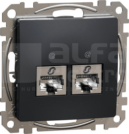 SEDNA DESIGN 2xRJ45 kat.6 STP czarny antracyt Gniazdo komputerowe