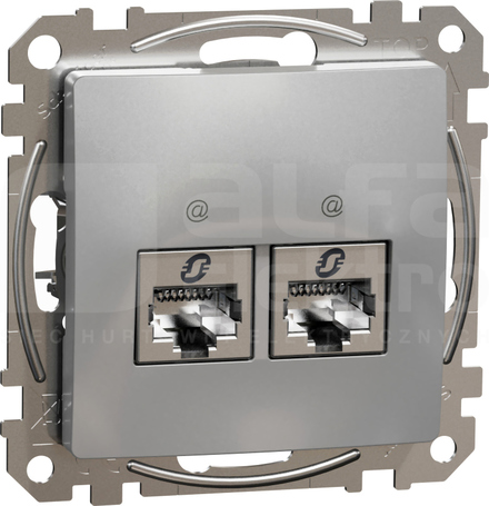 SEDNA DESIGN 2xRJ45 kat.6 STP srebrne aluminium Gniazdo komputerowe