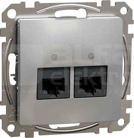 SEDNA DESIGN 2xRJ45 kat.6 UTP srebrne aluminium Gniazdo komputerowe