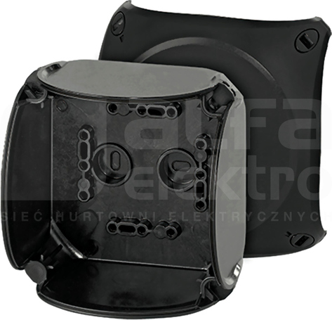 KF 0400 C 104x104x70 IP66/67 czarny Puszka odgałęźna natynkowa b/przetłocz.