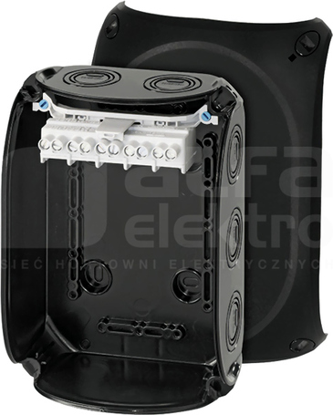 KF 1006 B 180x130x77 IP66/67 5x czarny Puszka odgałęźna natynkowa z przetłocz.