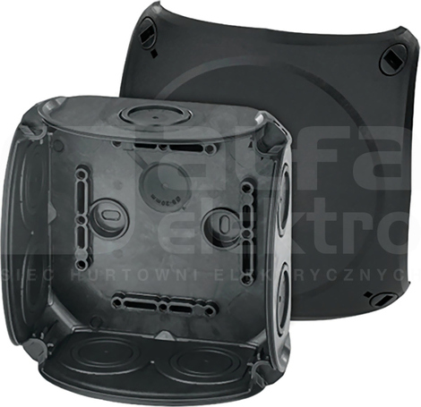 DK 0600 B 130x130x77mm IP66 czarny Puszka do inst. wewn z dławnicami membran