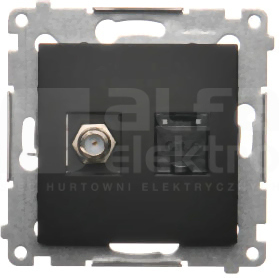 SIMON54 czarny mat Gniazdo antenowe typu F+RJ45 kat.6