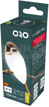 ORO-E14-C37-TOTO-5W-WW 500lm ŹRÓDŁO LED (F) świeczka