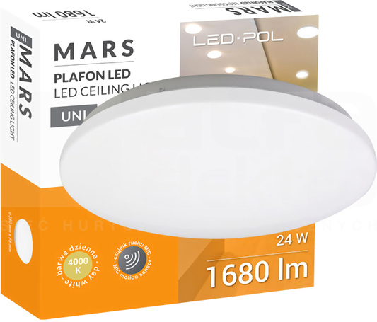 ORO MARS 24W/840 1680lm MIC IP20 Plafon LED (F) z czujnikiem ruchu