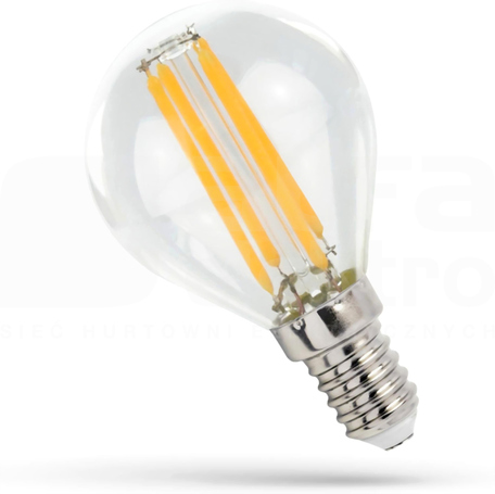 E-14 230V 4W COG NW 510lm CLEAR Źródło LED kulka filament (E)