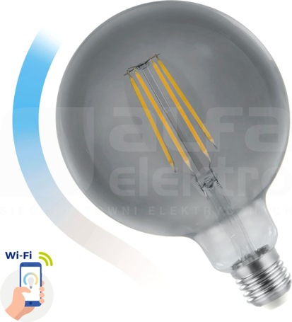 Modernshine GLOB G125 4,9W/CCT DIM Wi-Fi 350lm E27 Źródło LED filament (G)