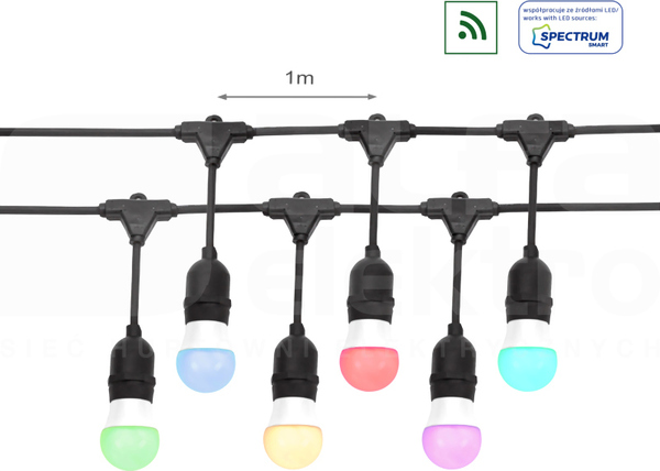 Girlanda 250V 10xE27 czarna łączona IP44 Girlanda 10m