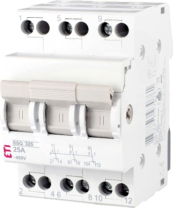 SSQ 340 40A 3P Przełącznik trójpołożeniowy modułowy I-0-II (sieć-agregat)